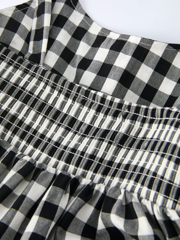 Mommy & Me Plaid Girl Smocked Ruffle Dress