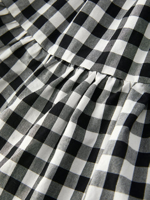 Mommy & Me Plaid Girl Smocked Ruffle Dress