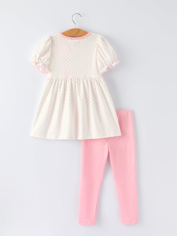 Back To School Girls' Apple Applique Set with Pockets