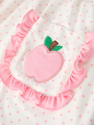 Back To School Girls' Apple Applique Set with Pockets