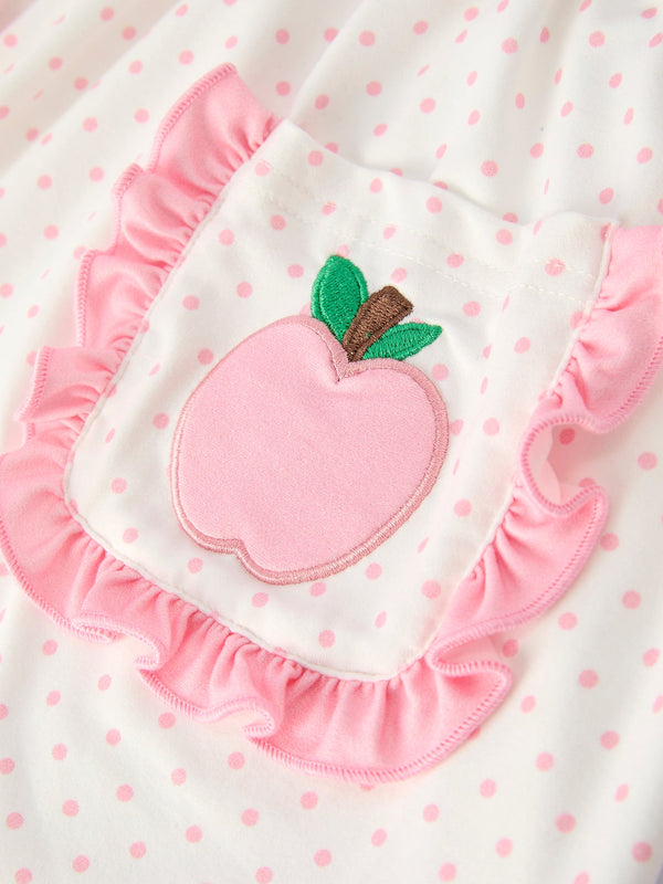 Back To School Girls' Apple Applique Set with Pockets