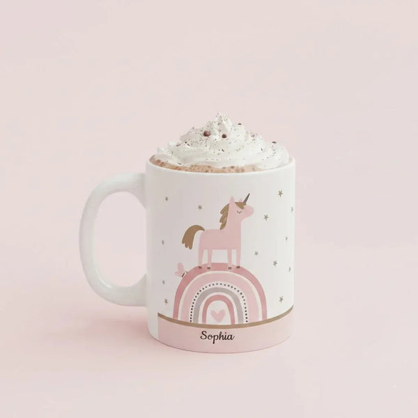 Pink Rainbow Mug | Sparkle Like a Unicorn | Personalized Name