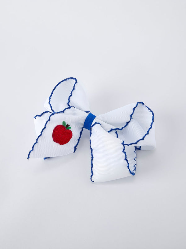 Back to School Apple Bow Hair Clip 6.25 Inch