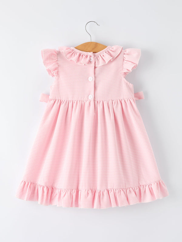 Back to School Pencil Plaid Girls Smocked Ruffle Collar Dress