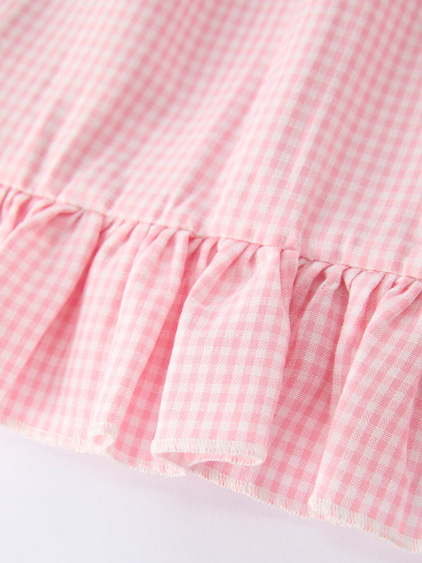 Back to School Pencil Plaid Girls Smocked Ruffle Collar Dress