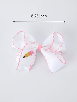 Back to School Yellow Pencil Bow Hair Clip 6.25 Inch