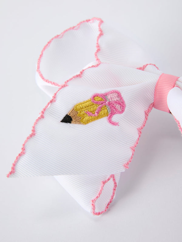 Back to School Yellow Pencil Bow Hair Clip 6.25 Inch