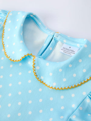 Back to School Polka Dot Girls Dress Pencil Bow Applique