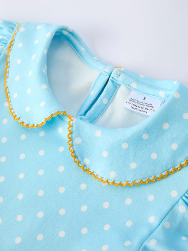 Back to School Polka Dot Girls Dress Pencil Bow Applique