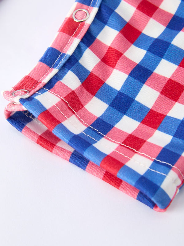 4th of July Plaid Flag Baby Boy Romper