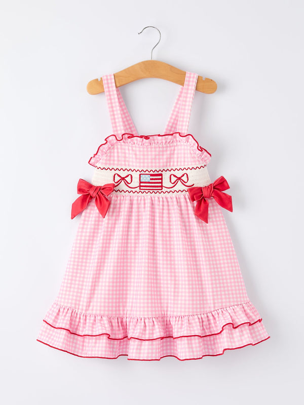 4th of July Plaid Girls Dress Bow Ruffle 3 4th of July Plaid Girls Dress Bow Ruffle 3