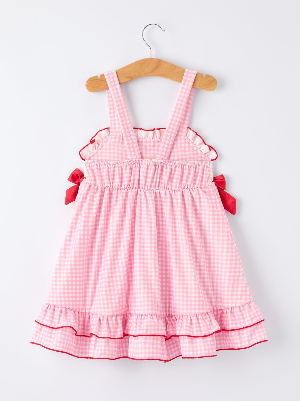 4th of July Plaid Girls Dress Bow Ruffle