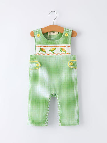 Spring Turtle Smocked Baby Boy Romper