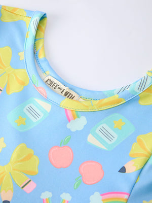 Back to School Rainbow Bow Girls Dress