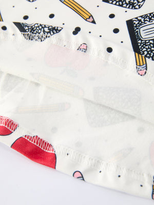Back to School Apple Pencil Print Girls Dress