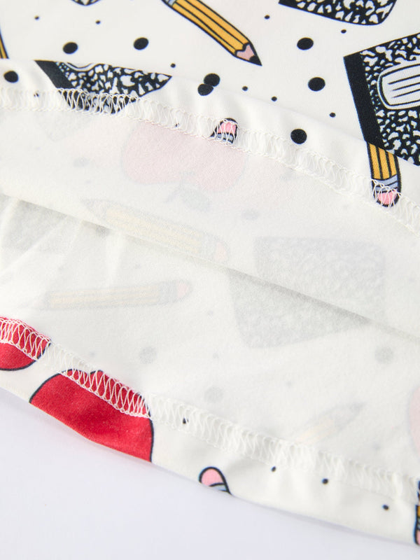 Back to School Apple Pencil Print Girls Dress