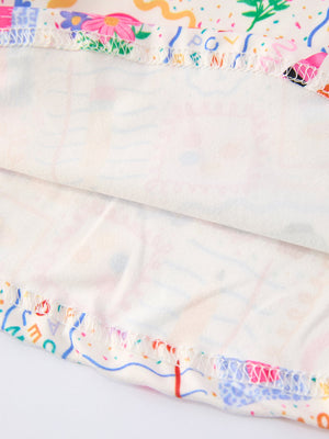 Back to School Rainbow Print Girls Dress Short Sleeve