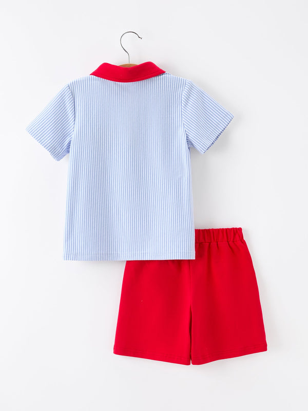 Boys Back To School Apple Polo Short Set