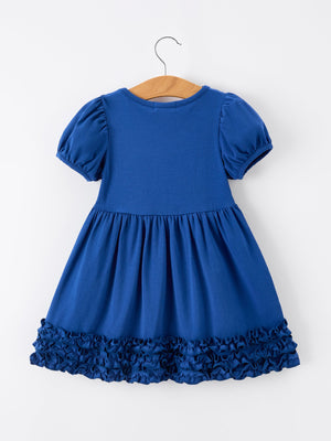 Girls Back To School Crayon Twirl Dress Ruffle Applique
