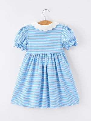 Girls Back To School Pencil Dress Petals Collar Pocket Applique