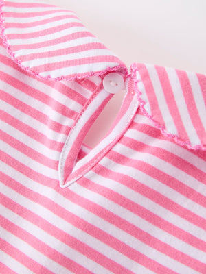 Girls Back To School Bow Pencil Twirl Dress Ruffle Petal Collar Applique