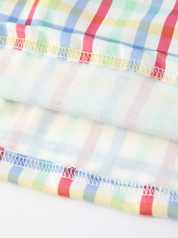Girls Back To School Dog Plaid Twirl Dress