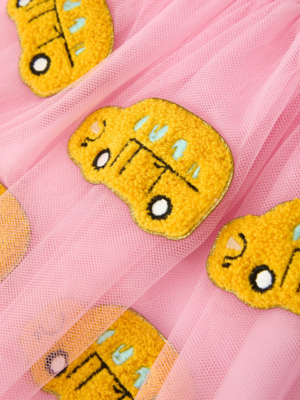 Back To School School Bus Girls Skirt Tulle Applique Skirt