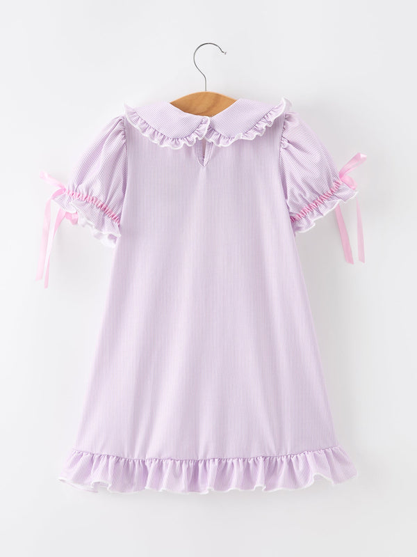 Back To School Pencil Applique Girls Purple Dress Petals Collar Ruffle