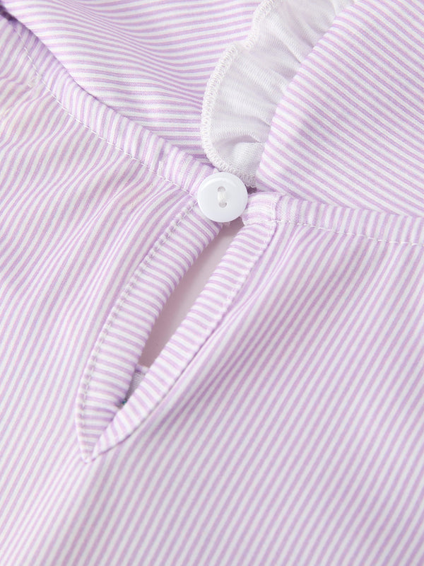 Back To School Pencil Applique Girls Purple Dress Petals Collar Ruffle