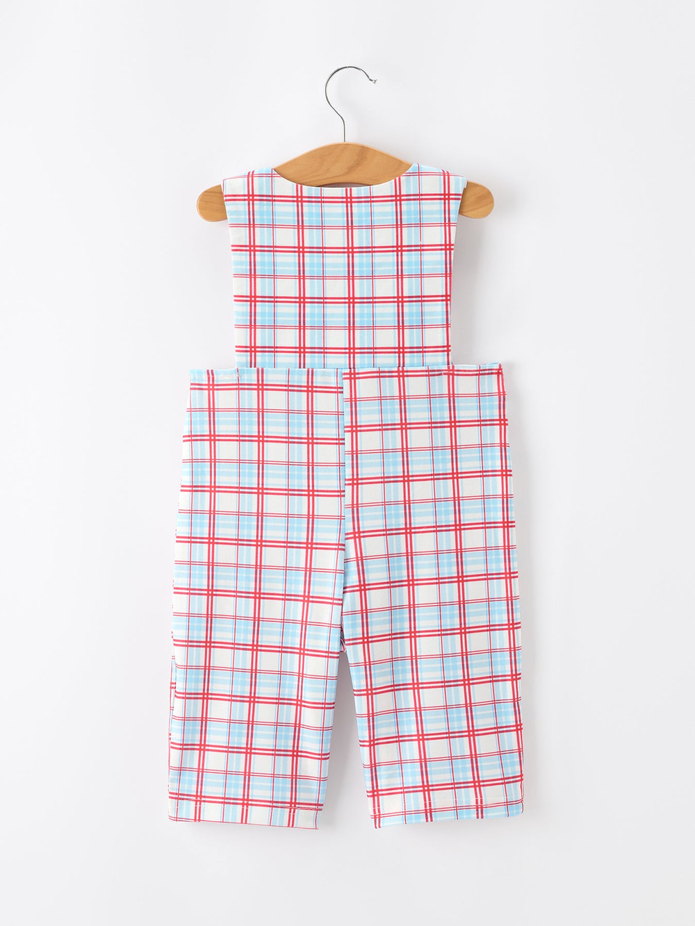 4th of July Plaid Boys Romper Smocked Flag Button Strap