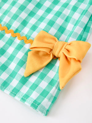 Back to School Apple Pencil Applique Girls Dress Petals Collar