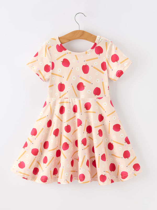 Girls Back To School Apple Pencil Twirl Dress