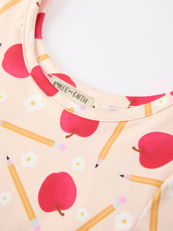 Girls Back To School Apple Pencil Twirl Dress