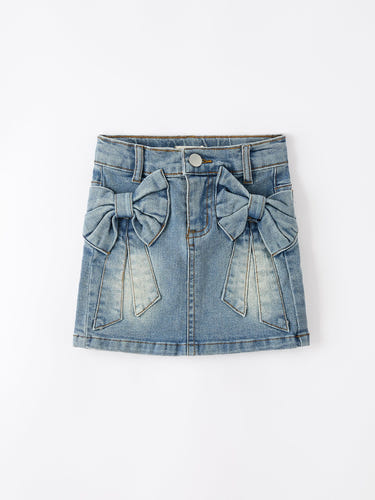 Denim Bow Girls Skirt