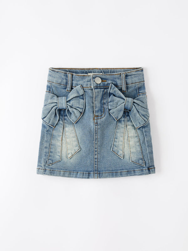 Denim Bow Girls Skirt