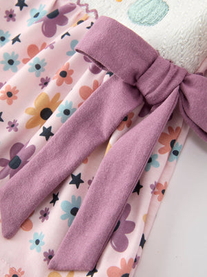 Halloween Thanksgiving Pumpkin Floral Bow Bloomer Set