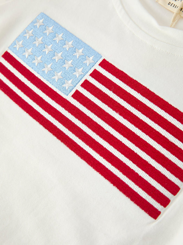 4th of July Flag Applique Boy Top and Shorts Set