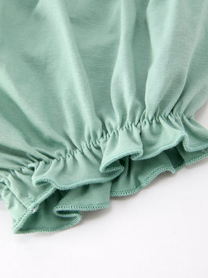 Sage Green Floral Smocked Girl Bloomer Set
