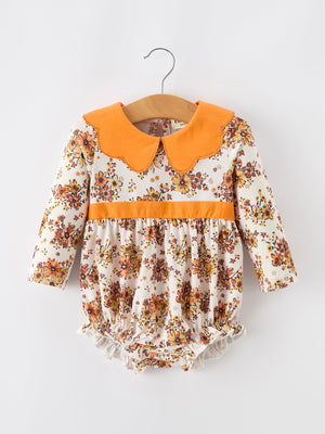 Fall Orange Floral Baby Bubble Petals Collar