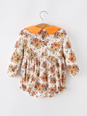 Fall Orange Floral Baby Bubble Petals Collar