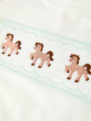 Western Horse Embroidery Boys Set T Shirt Pants Outfit