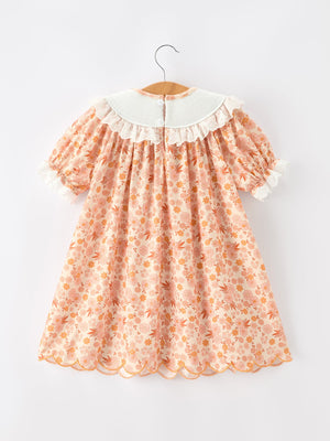 Thanksgiving Turkey Floral Lace Ruffle Girls Dress