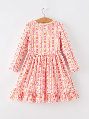 PREORDER Halloween Thanksgiving Pumpkin Bow Pocket Girls Dress