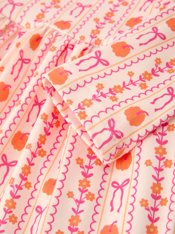 PREORDER Halloween Thanksgiving Pumpkin Bow Pocket Girls Dress