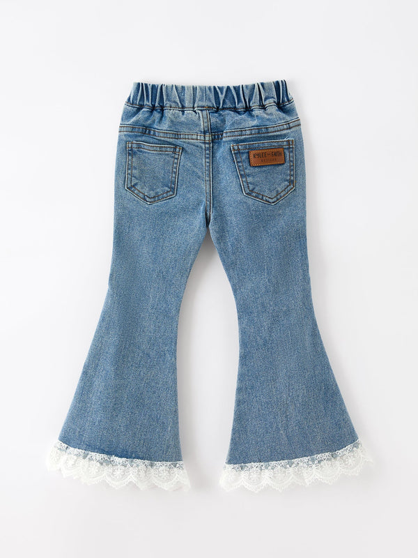 Bow Lace Girls Flare Jeans