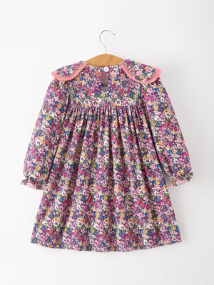 Pink Floral Petals Collar Girl Dress