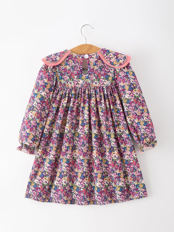 Pink Floral Petals Collar Girl Dress