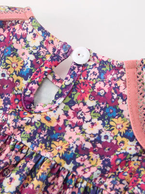 Pink Floral Petals Collar Girl Bloomer Set