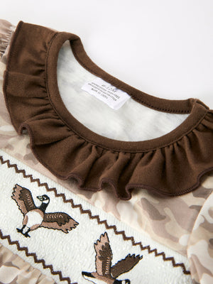 Duck Smocked Camo Baby Bloomer Set Bow Detail