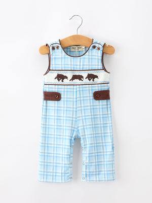 Bear Smocked Plaid Baby Jonjon